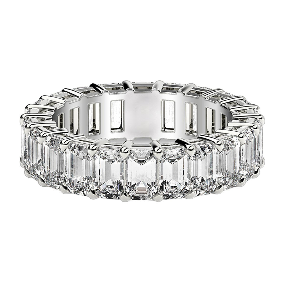 Emerald Cut Lab Grown Diamond Eternity Ring in 14k White Gold (5 cttw FG/VS2) - Peelerie